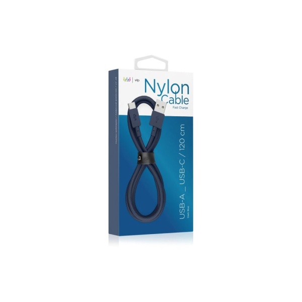 Кабель VLP Nylon Cable USB-A — USB-C, 1.2м. Цвет: тёмно-синий