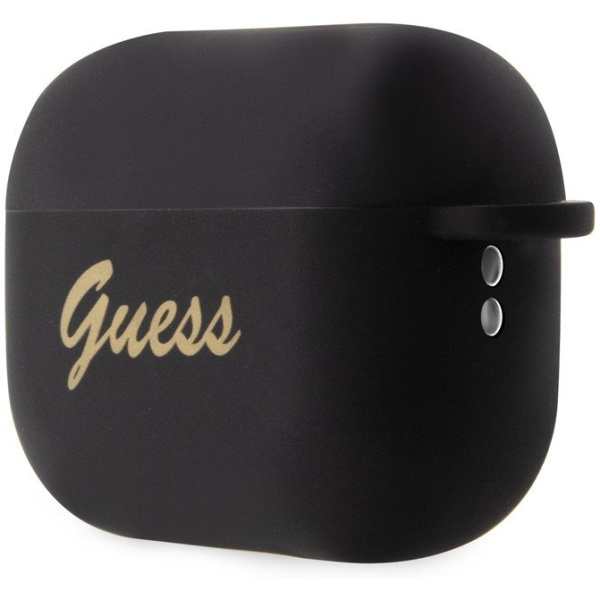 Чехол Guess Silicone Script logo with Heart charm для AirPods Pro 2. Цвет: чёрный