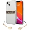 Чехол Guess для iPhone 13 mini PC/TPU 4G Stripe Hard+charm. Цвет: прозрачный/золотой