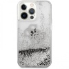 Чехол Guess для iPhone 13 Pro Liquid Glitter 4G Big logo Hard. Цвет: серебристый