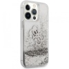 Чехол Guess для iPhone 13 Pro Liquid Glitter 4G Big logo Hard. Цвет: серебристый