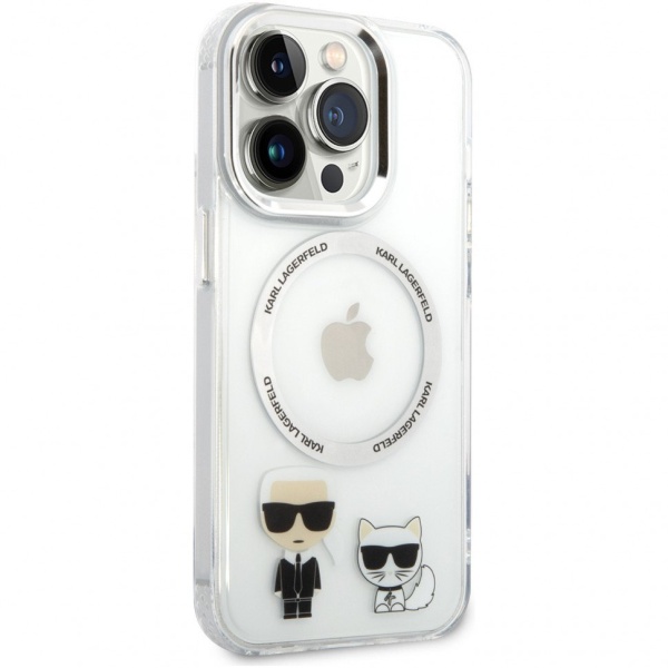 Чехол Lagerfeld для iPhone 14 Pro PC/TPU Karl & Choupette Hard (MagSafe). Цвет: прозрачный