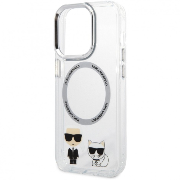 Чехол Lagerfeld для iPhone 14 Pro PC/TPU Karl & Choupette Hard (MagSafe). Цвет: прозрачный