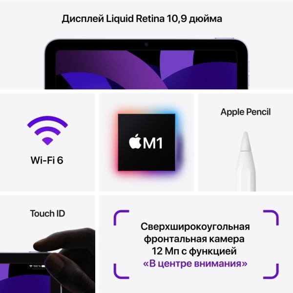 Планшет Apple iPad Air 10,9" (2022) Wi-Fi + Cellular 64 ГБ. Цвет: "Серый космос" 