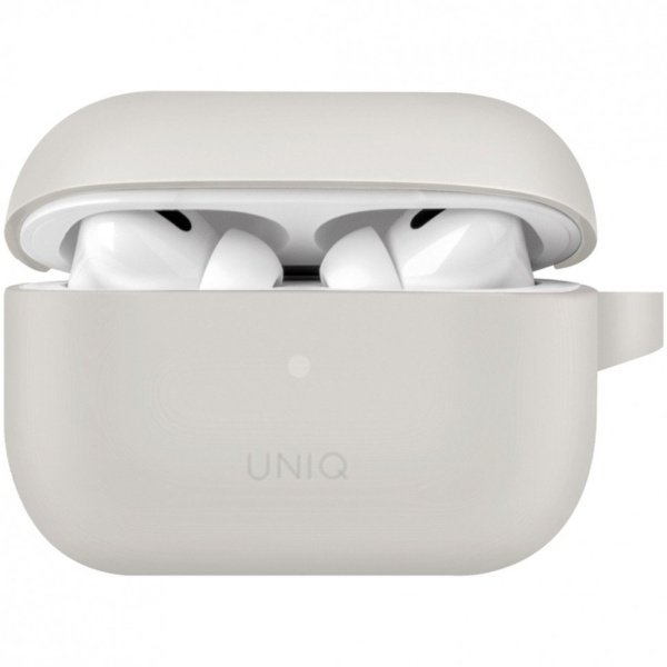 Чехол UNIQ Vencer для AirPods Pro 2, силикон с карабином и заушинами. Цвет: серый