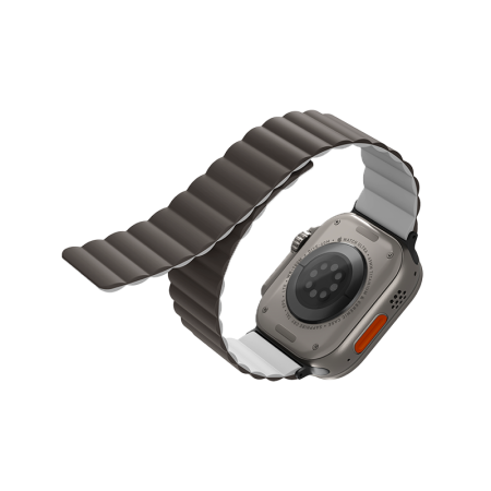 Ремешок силиконовый Uniq Revix reversible Magnetic для Apple Watch 42мм/44мм. Цвет: серый/белый