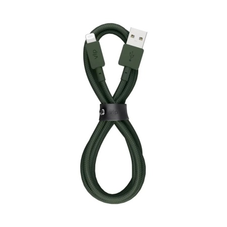 Кабель VLP Nylon Cable MFI Lightning — USB-A, 1.2 м. Цвет: тёмно-зелёный