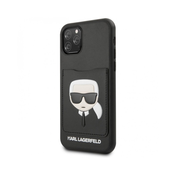 Чехол Lagerfeld для iPhone 11 Pro Max PU Leather with cardslot Karl's Head Hard. Цвет: черный