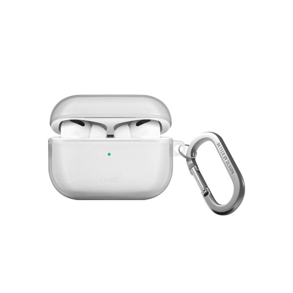 Чехол UNIQ Glase для AirPods Pro 2, TPU с карабином. Цвет: прозрачный