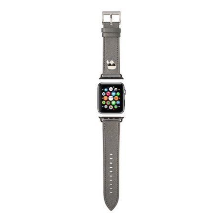 Ремешок силиконовый Lagerfeld PU Saffiano Karl head для Apple Watch 42/44/45мм. Цвет: серебристый