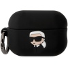 Чехол Lagerfeld NFT 3D Karl для Airpods Pro 2 силиконовый с кольцом. Цвет: чёрный