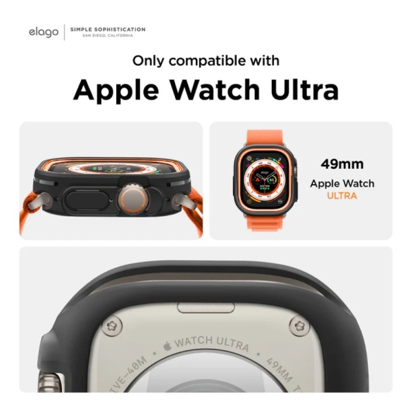 Чехол Elago DUO case для Apple Watch Ultra 49мм. Цвет: чёрный/оранжевый