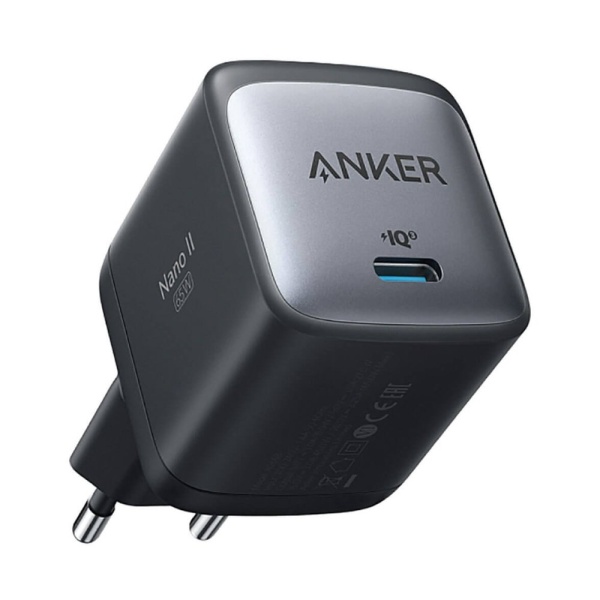 Адаптер питания Anker PowerPort Nano II, USB-C, GaN, 65 Вт. Цвет: чёрный