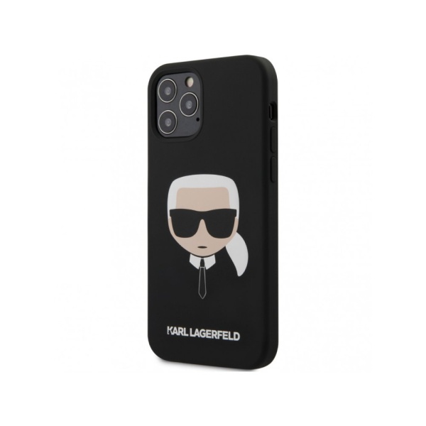 Чехол Lagerfeld для iPhone 12/12 Pro Liquid silicone Karl's Head. Цвет: чёрный