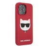 Чехол Lagerfeld для iPhone 13 Pro Liquid silicone Choupette Hard (MagSafe). Цвет: красный