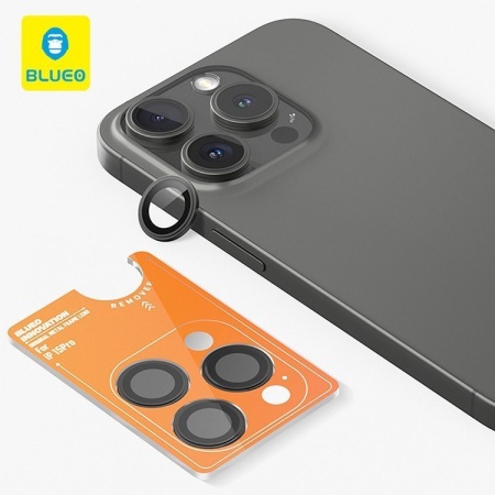 Защитное стекло BlueO Camera lens Armor metal для камеры iPhone 15 Pro (3 шт.). Цвет: чёрный