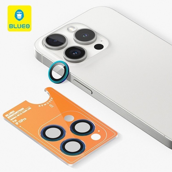 Защитное стекло BlueO Camera lens Armor metal для камеры iPhone 15 Pro (3 шт.). Цвет: разноцветный