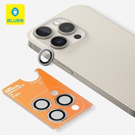 Защитное стекло BlueO Camera lens Armor metal для камеры iPhone 15 Pro Max (3 шт.). Цвет: серый