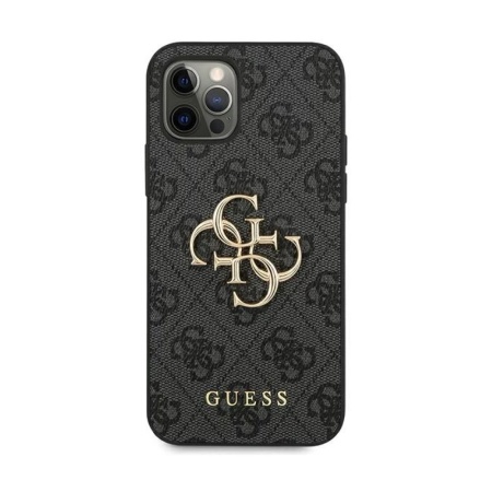 Чехол Guess для iPhone 12/12 Pro PU 4G Big metal logo Hard. Цвет: серый