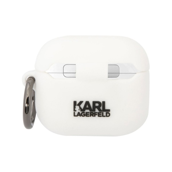 Чехол Lagerfeld Karl & Choupette для AirPods 3 с кольцом, силикон. Цвет: белый