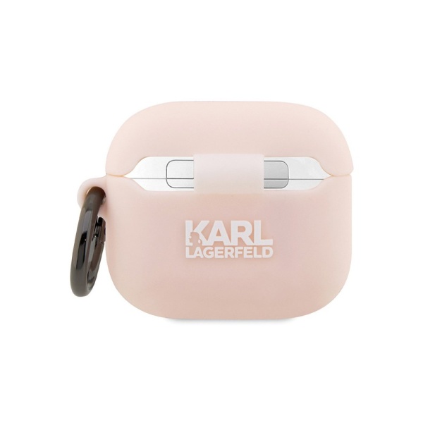 Чехол Lagerfeld NFT 3D Karl для AirPods 3 с кольцом, силикон. Цвет: розовый