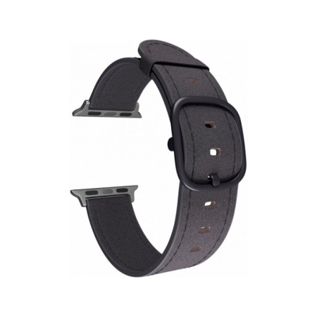 Ремешок кожаный Lyambda Minkar для Apple Watch 42/44/45мм. Цвет: чёрный