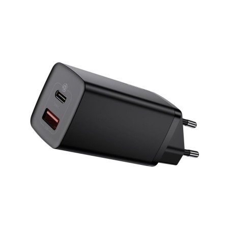 Адаптер питания Baseus GaN2 Lite Quick Charger USB-A, USB-C, 65 Вт. Цвет: чёрный