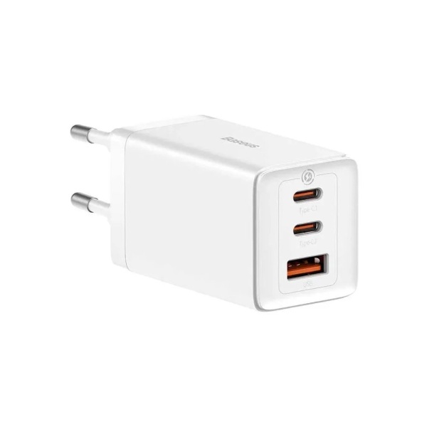 Адаптер питания Baseus GaN5 Pro Fast Charger 2xUSB-A, 1xUSB-C, 65 Вт. Цвет: белый