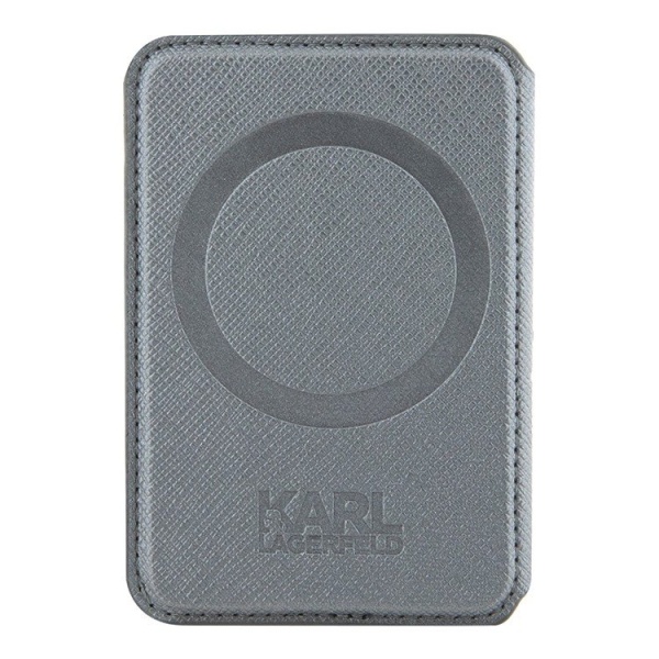 Магнитный бумажник Lagerfeld Wallet Cardslot MagSafe Stand Saffiano Monogram Plate logo Цвет: серебр