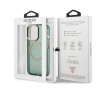 Чехол Guess для iPhone 13 Pro Max PC/TPU Metal outline Hard Translucent. Цвет: зелёный/золотой