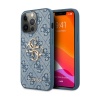 Чехол Guess для iPhone 13 Pro Max PU 4G Plate metal logo (MagSafe). Цвет: синий