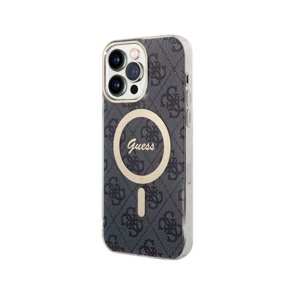 Чехол Guess для iPhone 14 Pro PC/TPU 4G Hard. Цвет: чёрный/золотой