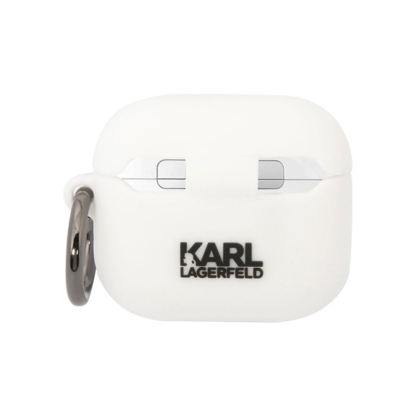 Чехол Lagerfeld Karl & Choupette для AirPods Pro силиконовый с кольцом. Цвет: белый