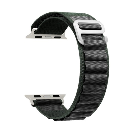 Ремешок нейлоновый Lyambda NAVI для Apple Watch 42/44/45/49мм. Цвет: зелёный/чёрный