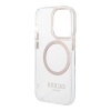 Чехол Guess PC/TPU Metal outline Hard MagSafe для iPhone 15 Pro. Цвет: прозрачный/золотой