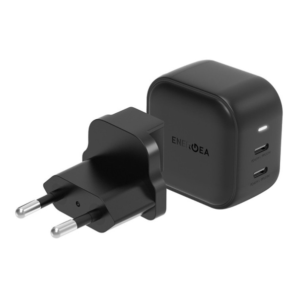 Адаптер питания EnergEA Travelite Gan45 2USB-C, PD/PPS, 45W. Цвет: чёрный