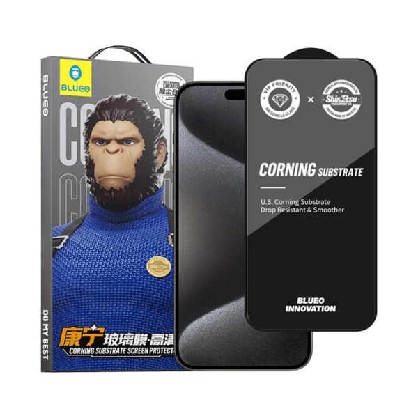 Защитное стекло BlueO USA Corning Gorilla Anti-Static для iPhone 15 Pro