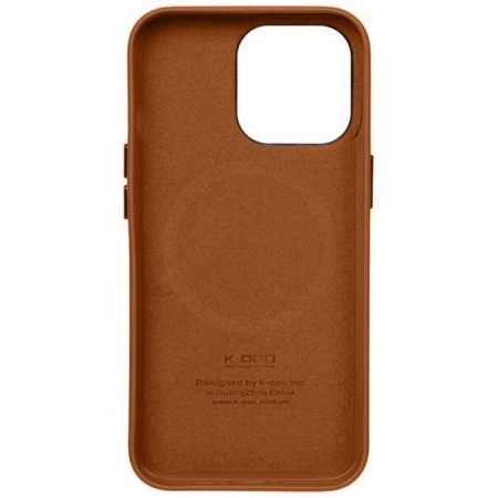 Чехол K-DOO Noble Collection Magsafe для iPhone 15 Pro Max, кожа. Цвет: коричневый