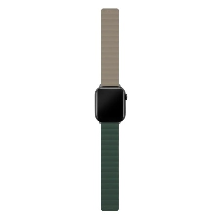 Ремешок силиконовый магнитный uBear Mode для Apple Watch 38/40/41мм. Цвет: зелёный/серый
