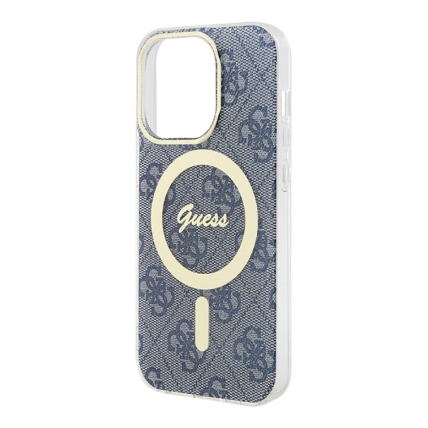 Чехол Guess для iPhone 14 Pro Max PC/TPU 4G Hard. Цвет: синий/золотой