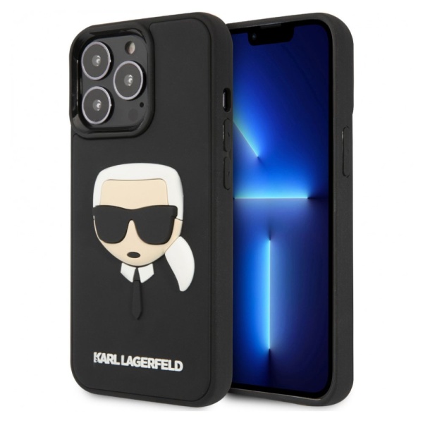 Чехол Lagerfeld для iPhone 14 Pro Max 3D Rubber Karl's head Hard. Цвет: чёрный