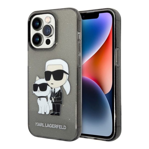 Чехол Lagerfeld PC/TPU NFT Karl & Choupette Hard Glitter для iPhone 15 Pro Max.Цвет: чёрный