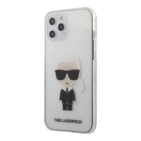 Чехол Lagerfeld для iPhone 12 Pro Max PC/TPU Ikonik Karl Hard. Цвет: прозрачный