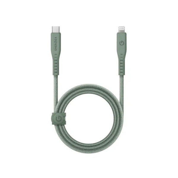 Кабель EnergEA FLOW USB-C - Lightning MFI, PD 60Вт, 3А, 1.5м. Цвет: зелёный