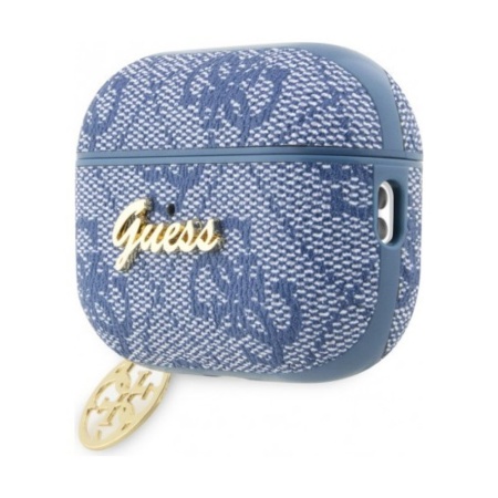 Чехол Guess PU leather 4G with metal logo and charm для AirPods Pro 2. Цвет: синий