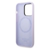 Чехол Guess для iPhone 14 Pro Max Liquid silicone Plate metal logo Hard (Magsafe). Цвет: фиолетовый