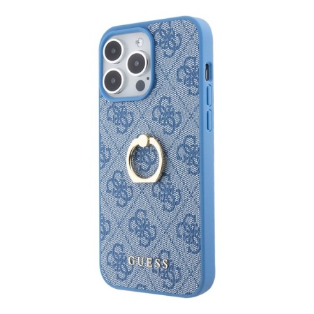 Чехол Guess PU 4G + Ring для iPhone 15 Pro Max. Цвет: синий