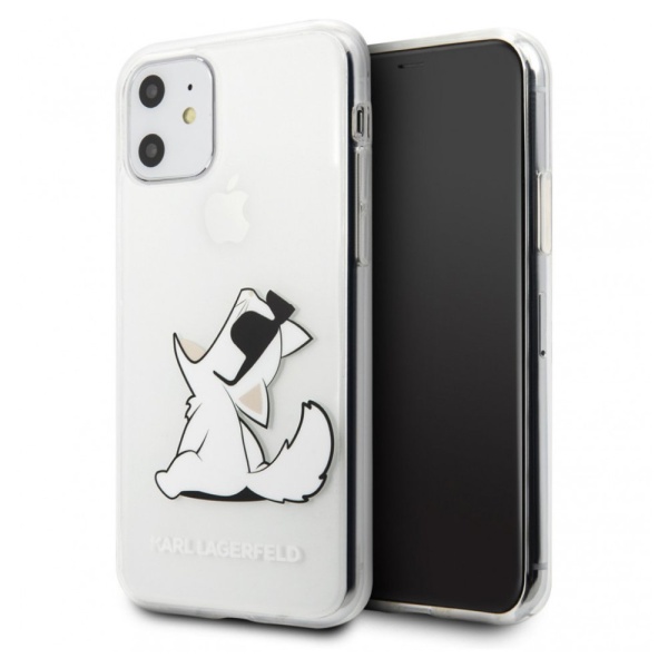 Чехол Lagerfeld для iPhone 11 PC/TPU collection Choupette Fun Hard Gradient. Цвет: прозрачный