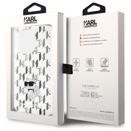 Чехол Lagerfeld для iPhone 14 Pro Max PC/TPU Monogram NFT Choupette. Цвет: прозрачный