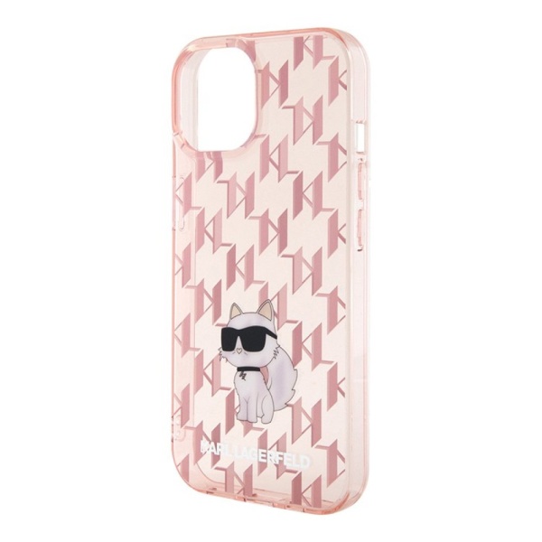 Чехол Lagerfeld для iPhone 15 PC/TPU Monogram NFT Choupette. Цвет: розовый